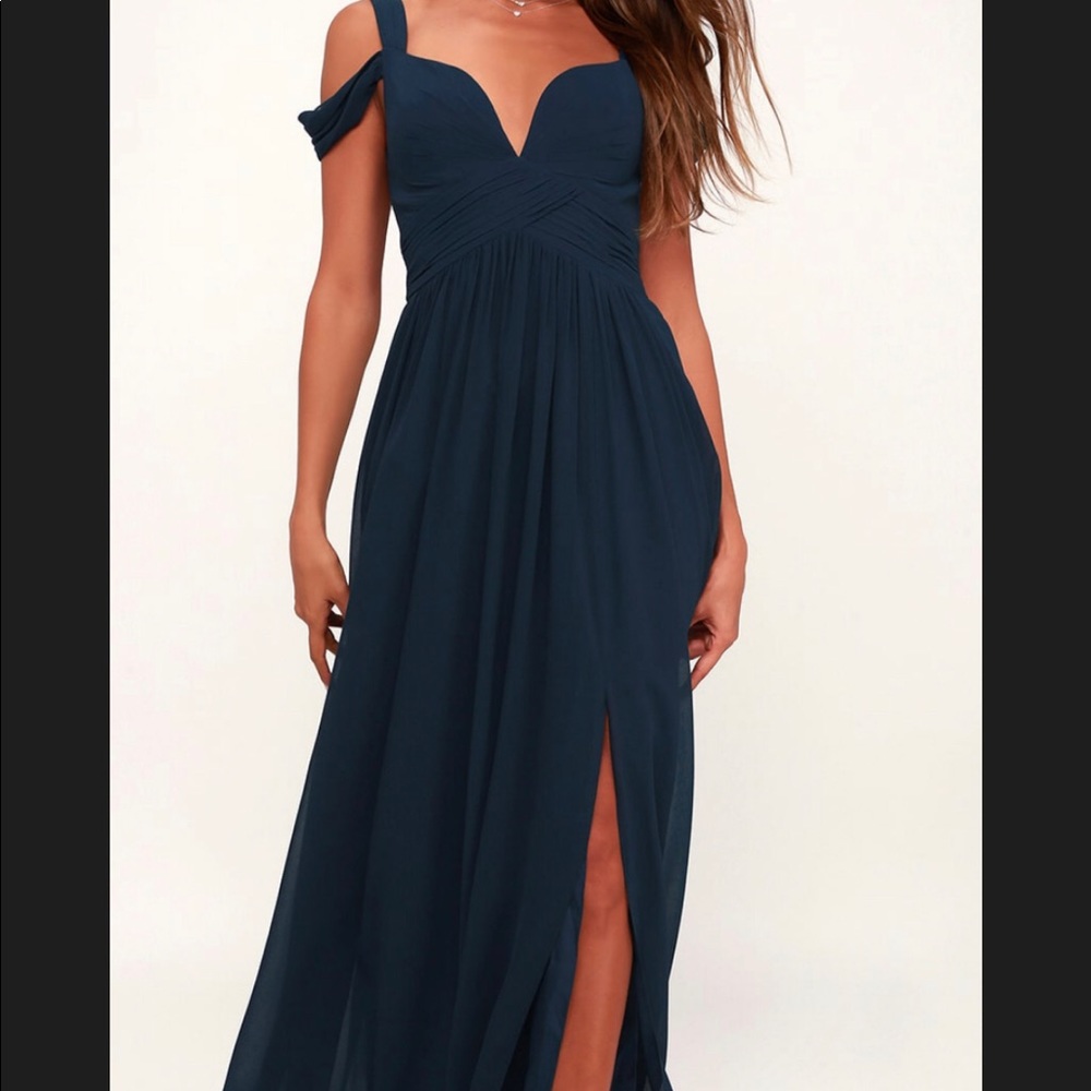 OCEAN OF ELEGANCE NAVY BLUE MAXI DRESS